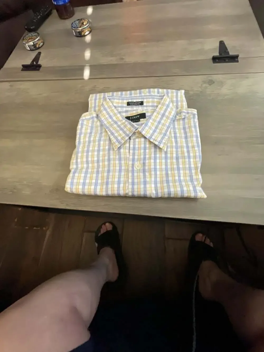 #A224 j.Crew Yellow And Light Blue Gingham Check Dress Shirt M 15-15.5